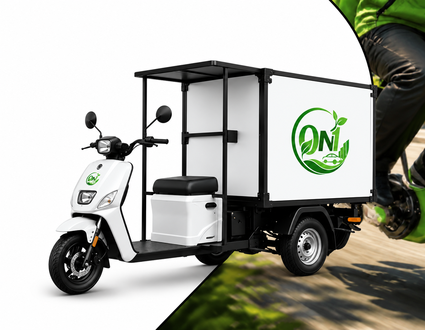 ZeroN1 electric two-wheelers and three-wheelers in a green city